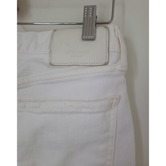 Moussy Vintage Glendele Raw Hem Skinny Ankle Jeans White Distressed Sz 29 JAPAN - Picture 10 of 12